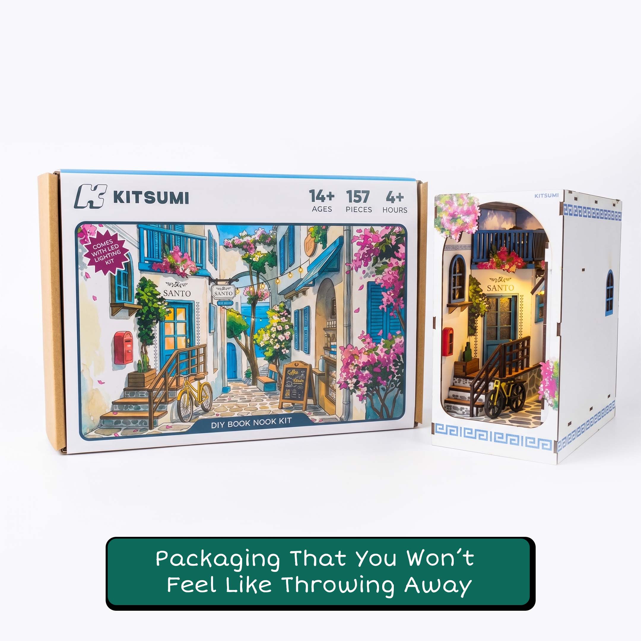 Azure Alleys | LED DIY Book Nook Kit (Miniature Alleyway for Your Bookshelf)