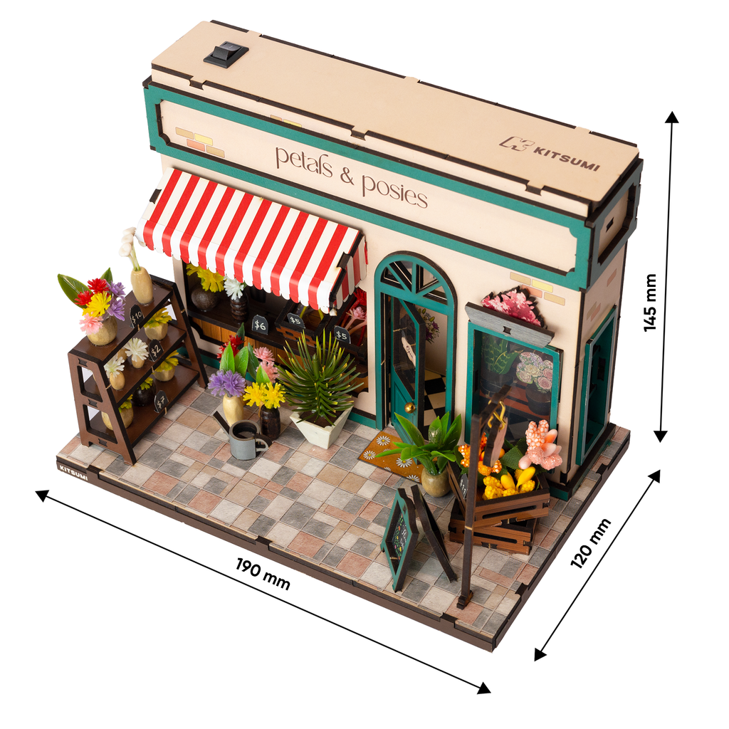 Dimensions of Petal and Posies DIY miniature kit